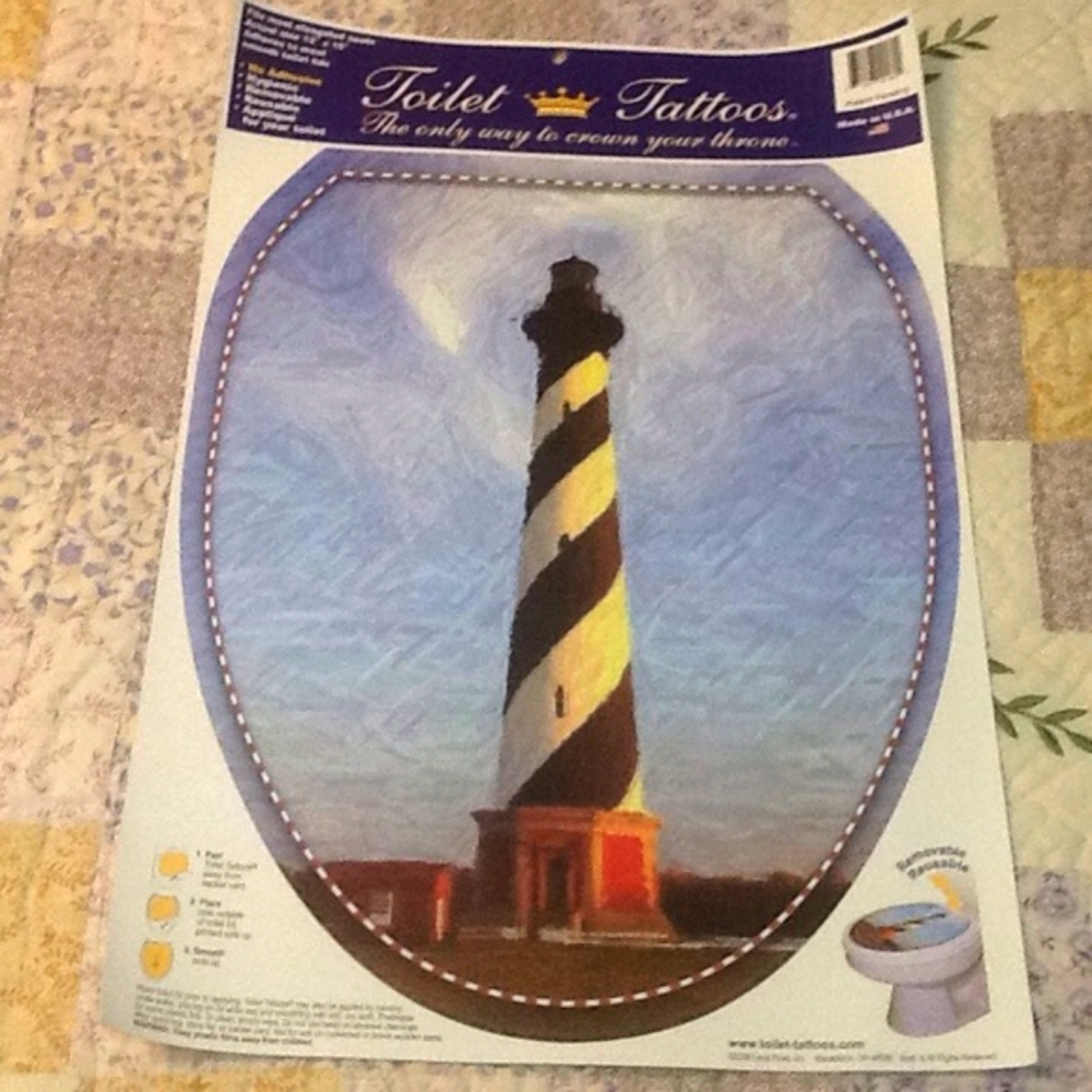 Toilet Tattoo Lighthouse Lid Cover Decor Reusable Vinyl Elogated toilet